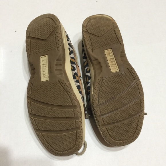 Sperry Angelfish Linen Leopard Shimmer Boat Shoe - Picture 6 of 7